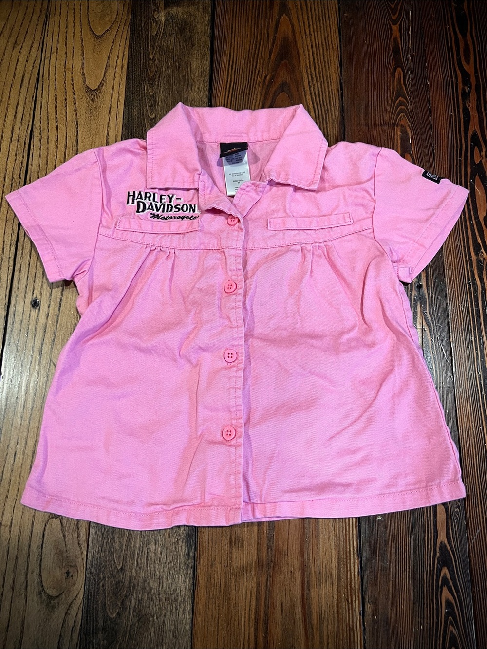 HARLEY DAVIDSON • pink toddler button shirt 3T bikercore biker Born To Ride